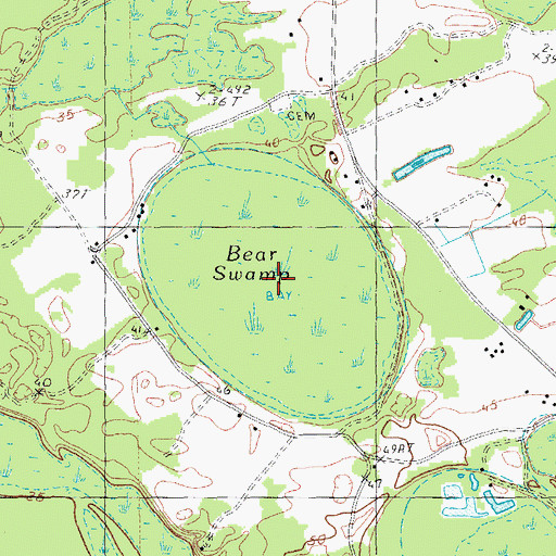 Topographic Map of Bear Swamp, SC