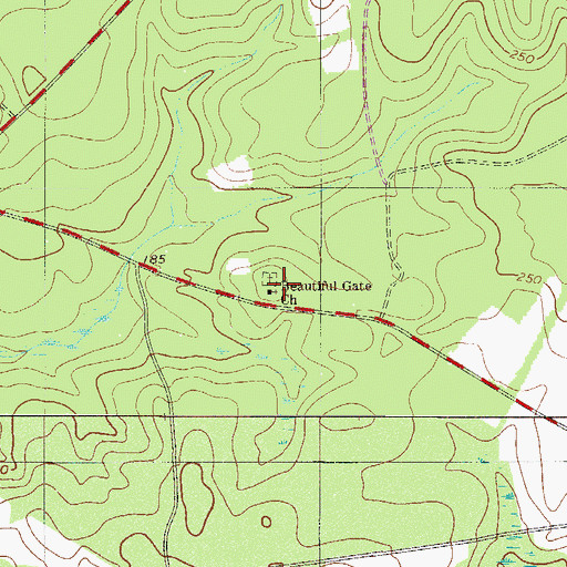 Topographic Map of Beautiful Gate Church, SC