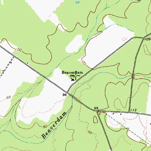 Topographic Map of Beaverdam Church, SC