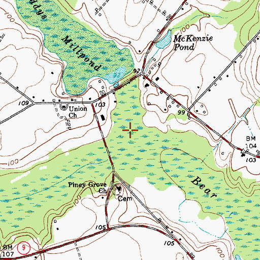 Topographic Map of Beaverdam Creek, SC