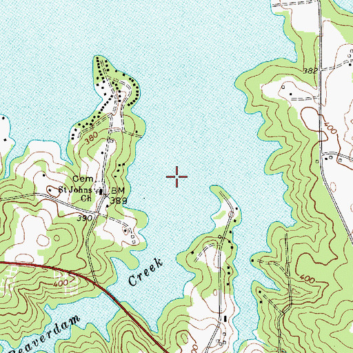 Topographic Map of Beaverdam Creek, SC