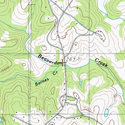 Topographic Map of Beaverdam Creek, SC
