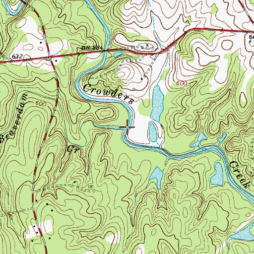 Topographic Map of Beaverdam Creek, SC