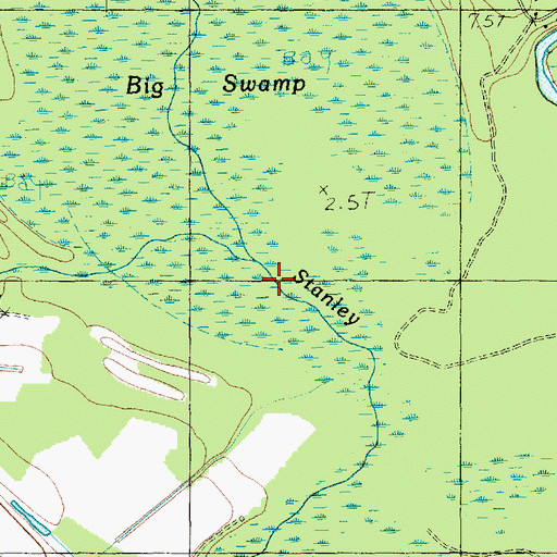 Topographic Map of Beaverdam Swamp, SC