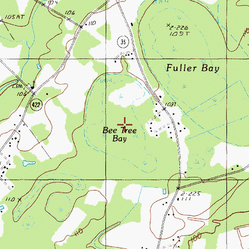 Topographic Map of Bee Tree Bay, SC