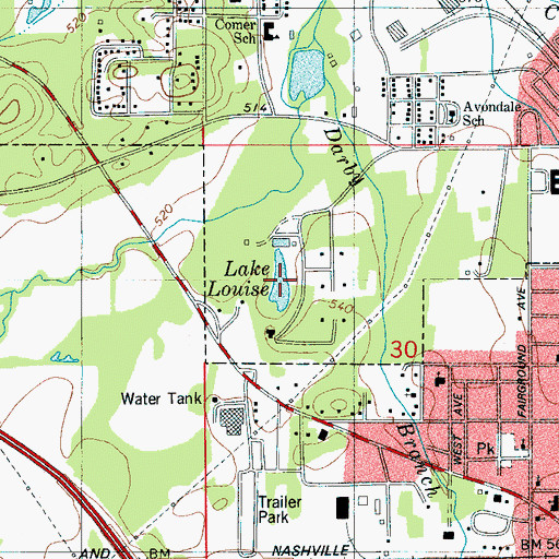 Topographic Map of Lake Louise, AL