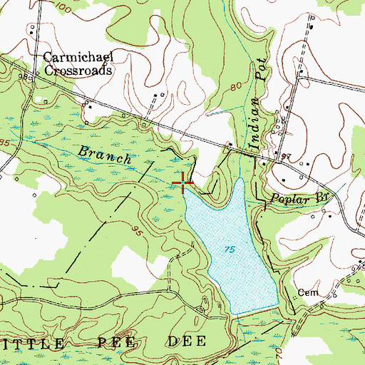 Topographic Map of Bell Swamp Branch, SC