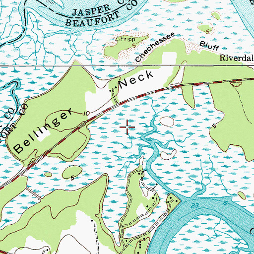 Topographic Map of Bellinger Neck, SC