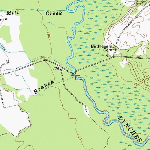 Topographic Map of Bells Branch, SC
