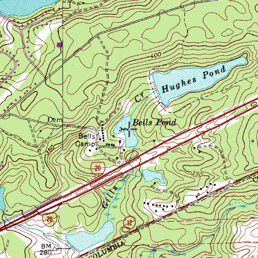 Topographic Map of Bells Pond, SC