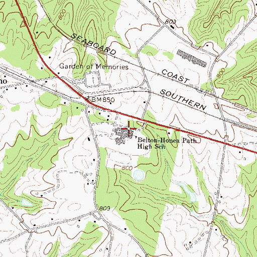 Topographic Map of Belton-Honea Path High School, SC