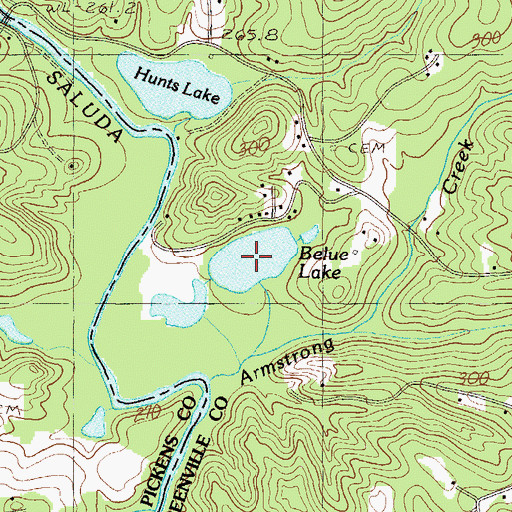 Topographic Map of Belue Lake, SC