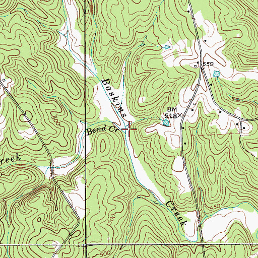 Topographic Map of Bend Creek, SC