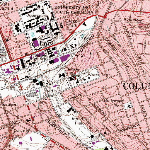 Topographic Map of Benson School, SC