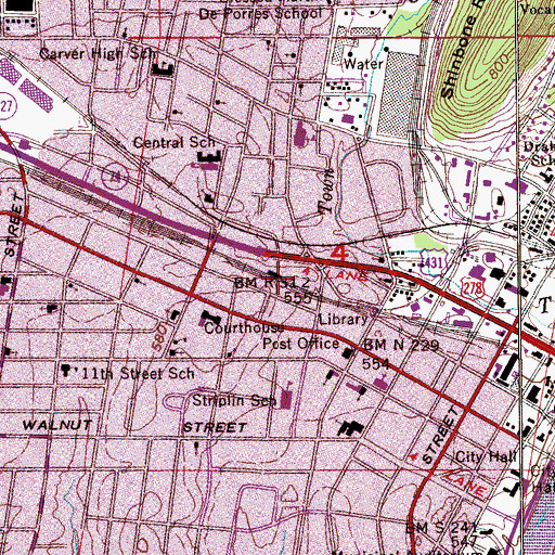 Topographic Map of Louisville and Nashville Depot, AL