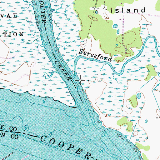 Topographic Map of Beresford Creek, SC
