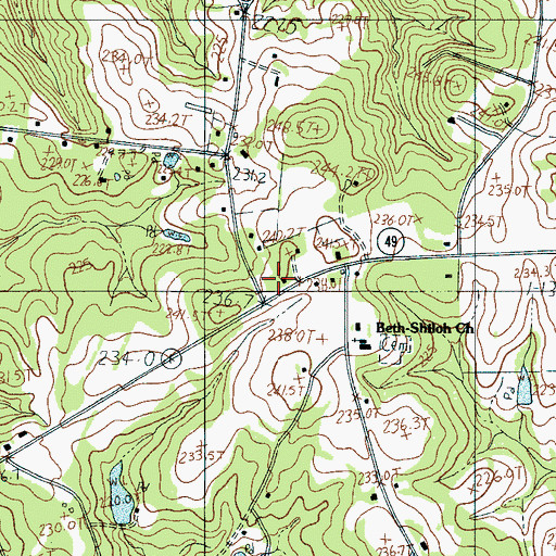 Topographic Map of Beth-Shiloh School, SC