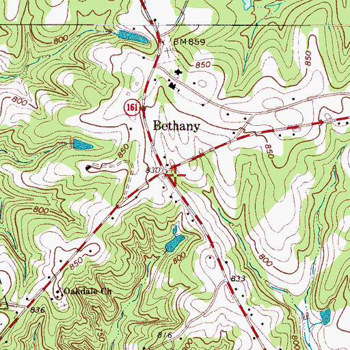 Topographic Map of Bethany, SC