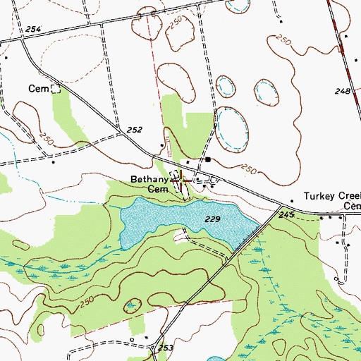 Topographic Map of Bethany Cemetery, SC