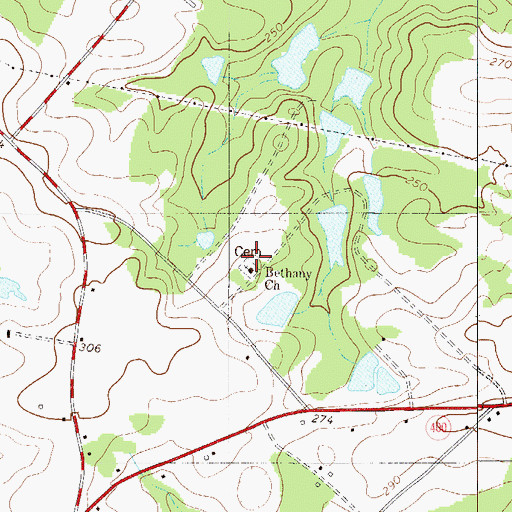 Topographic Map of Bethany Church, SC