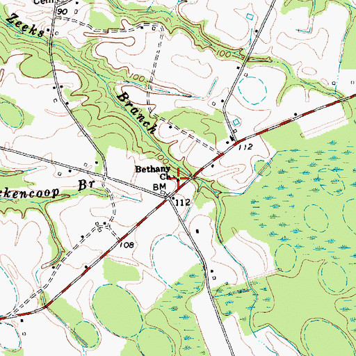 Topographic Map of Bethany Church, SC