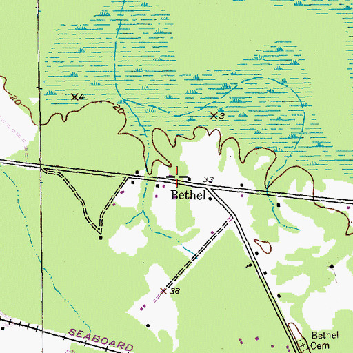 Topographic Map of Bethel, SC