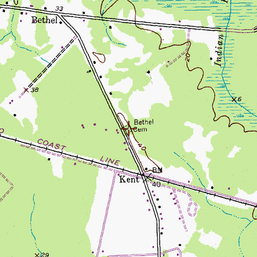 Topographic Map of Bethel Cemetery, SC