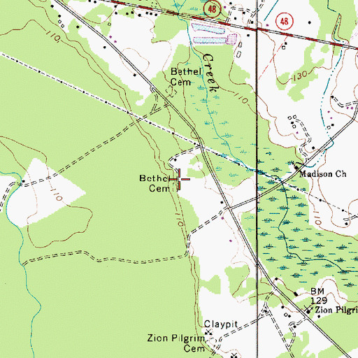 Topographic Map of Bethel Cemetery, SC