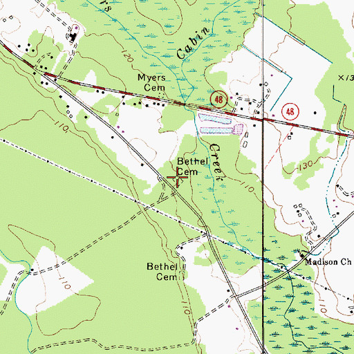 Topographic Map of Bethel Cemetery, SC
