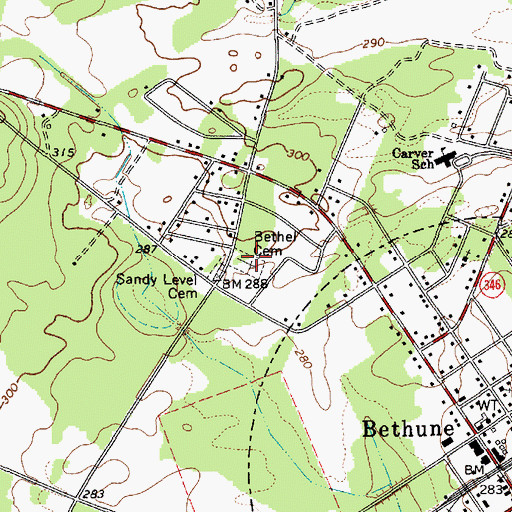 Topographic Map of Bethel Cemetery, SC