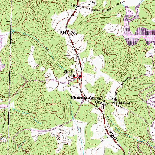 Topographic Map of Bethel Cemetery, SC