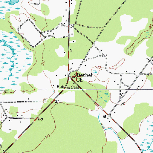 Topographic Map of Bethel Church, SC