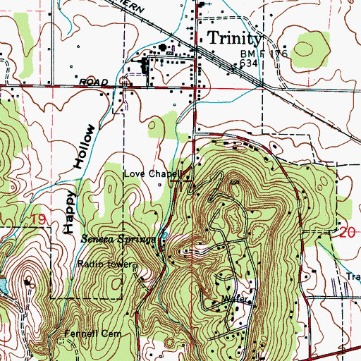 Topographic Map of Love Chapel, AL