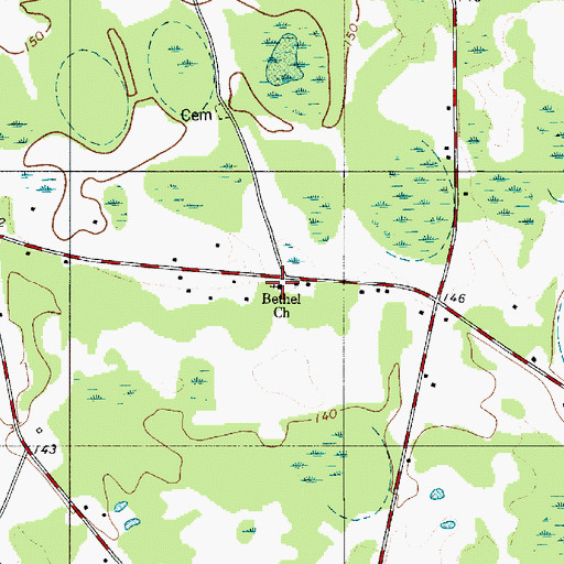 Topographic Map of Bethel Church, SC