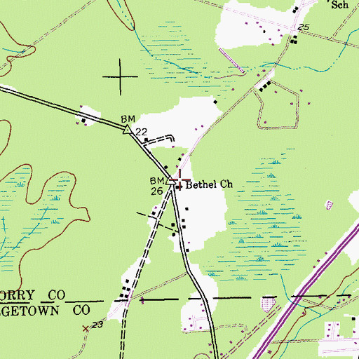 Topographic Map of Bethel Church, SC