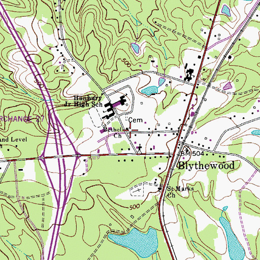 Topographic Map of Bethel Church, SC