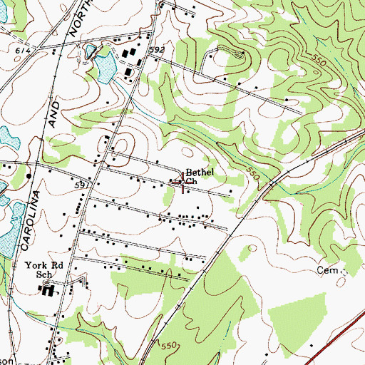 Topographic Map of Bethel Church, SC