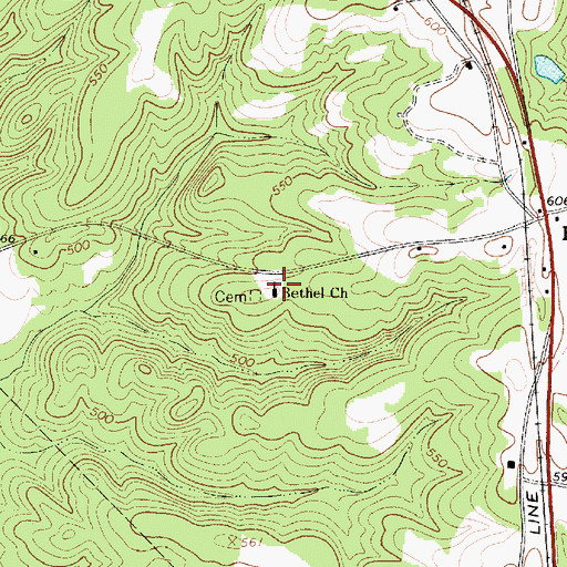 Topographic Map of Bethel Church, SC
