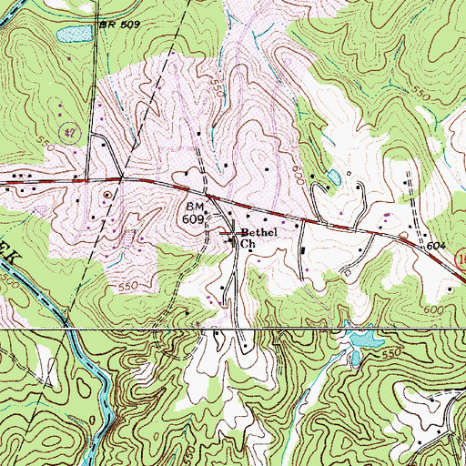 Topographic Map of Bethel Church, SC