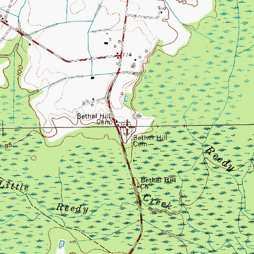 Topographic Map of Bethel Hill Cemetery, SC