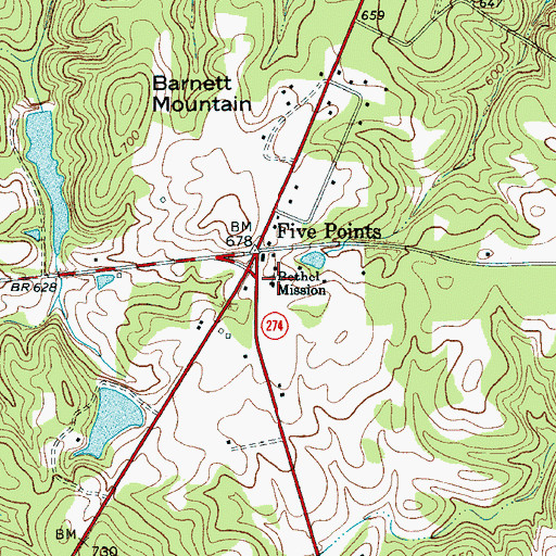 Topographic Map of Bethel Mission, SC