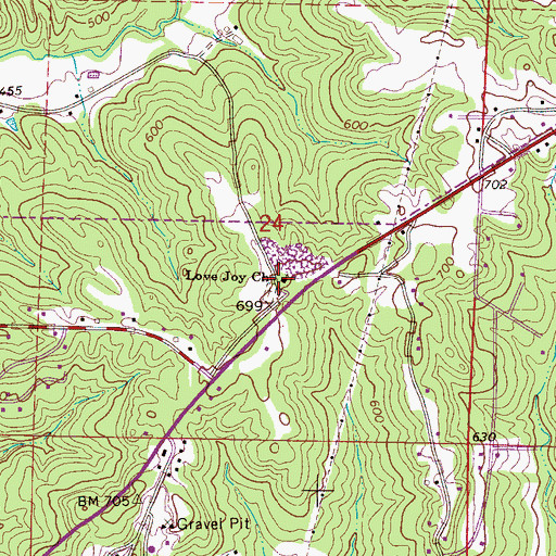 Topographic Map of Love Joy Church, AL