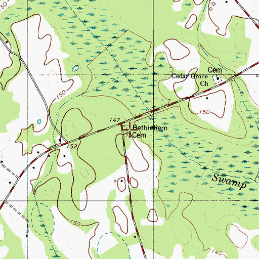Topographic Map of Bethlehem Cemetery, SC