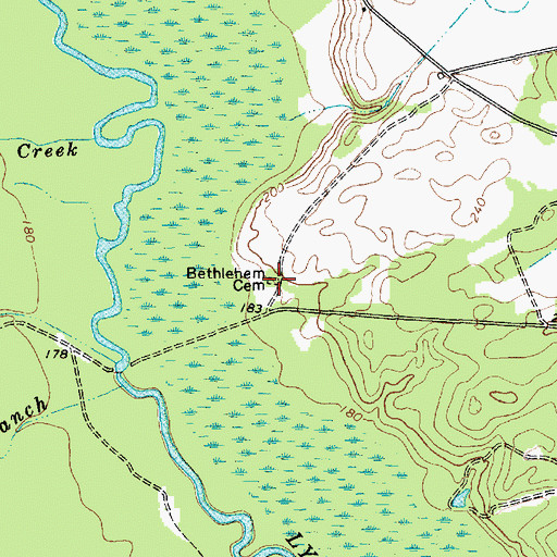Topographic Map of Bethlehem Cemetery, SC