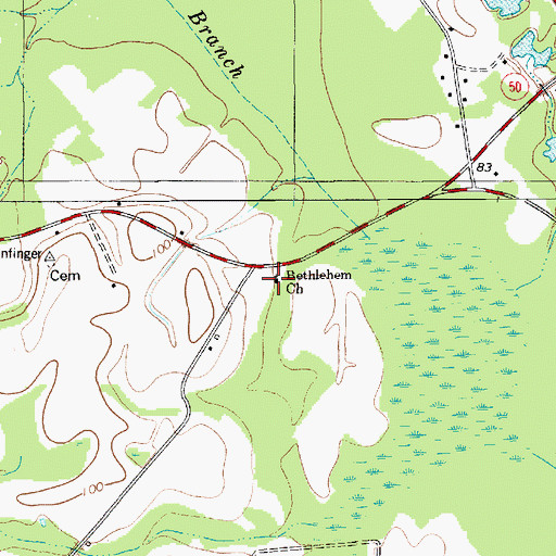 Topographic Map of Bethlehem Church, SC