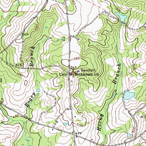 Topographic Map of Bethlehem Church, SC