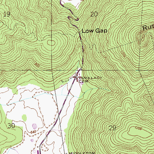 Topographic Map of Lovelady Cemetery, AL
