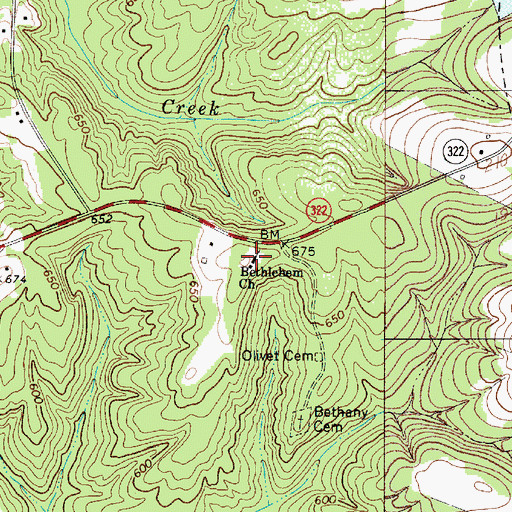 Topographic Map of Bethlehem Church, SC