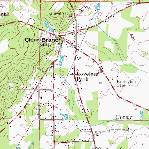 Topographic Map of Loveless Park, AL
