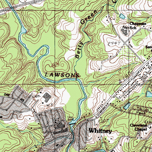 Topographic Map of Betty Green Creek, SC